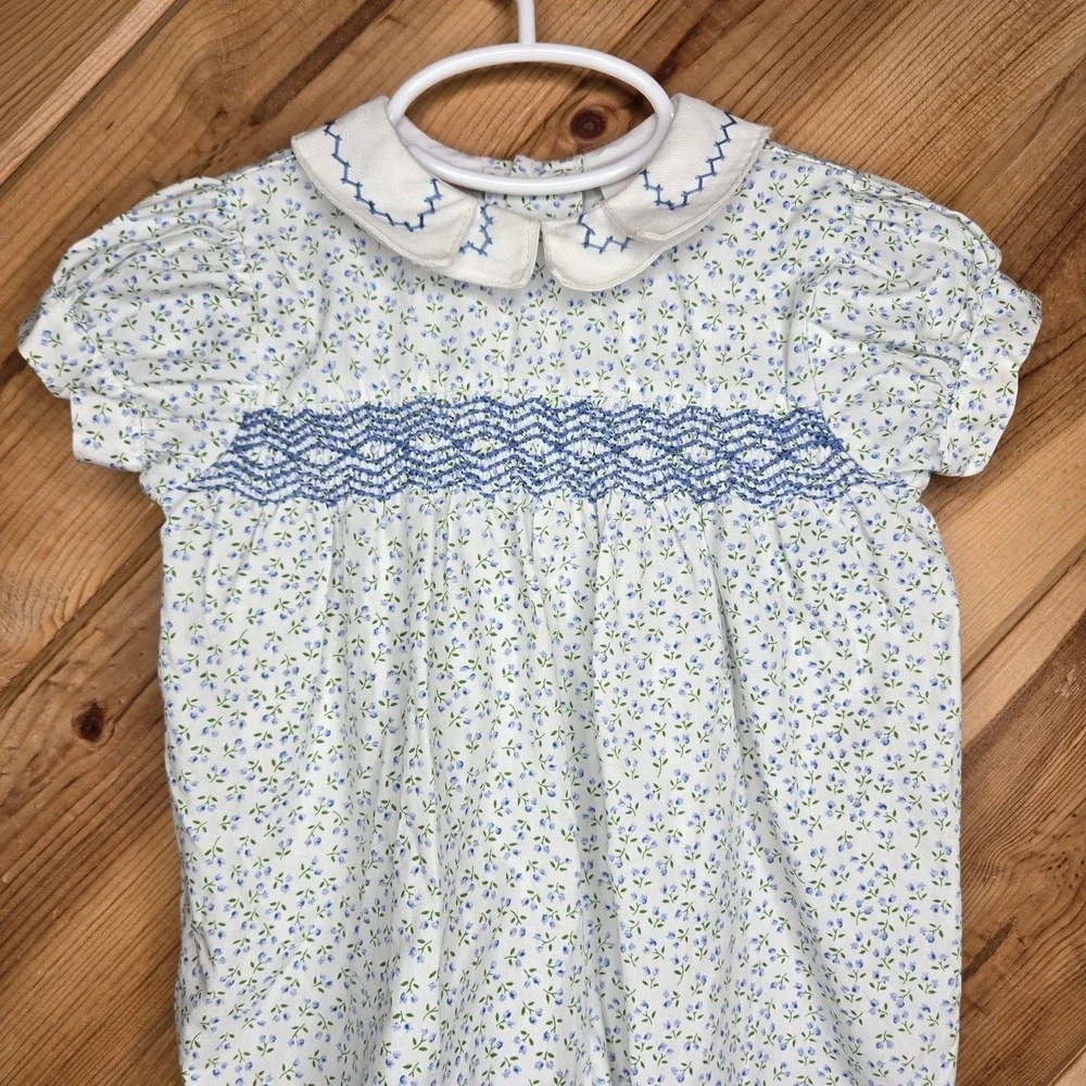Vintage Allison Ann‎ Floral Bubble Jumpsuit Romper 6-9 Months Prairie Smocked